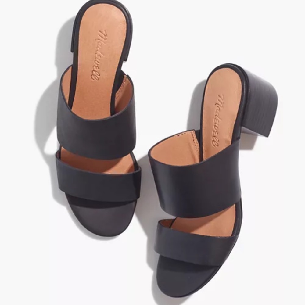 Madewell- The Kiera mule sandals in black- size 8